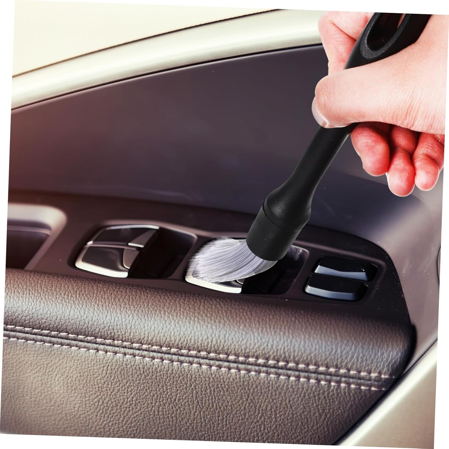 Car Interior Detailing Brush Set with Reusable Heads for Upholstery and Hard-to-Reach Areas