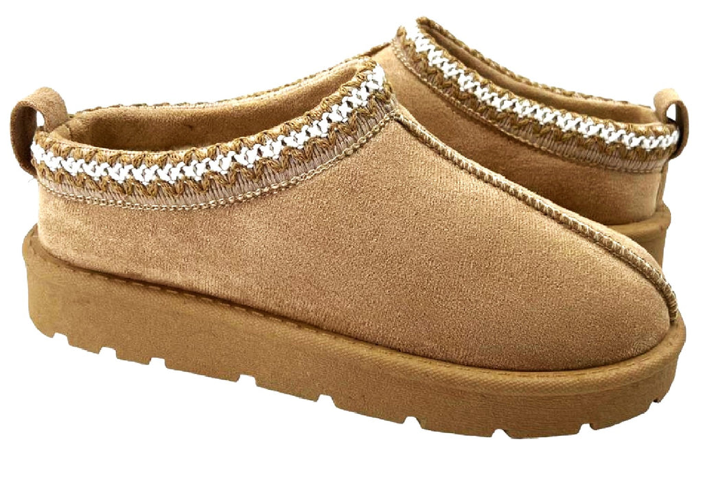 Women's Slip-On Slippers with Faux Fur Lining - Warm and Comfortable Footwear