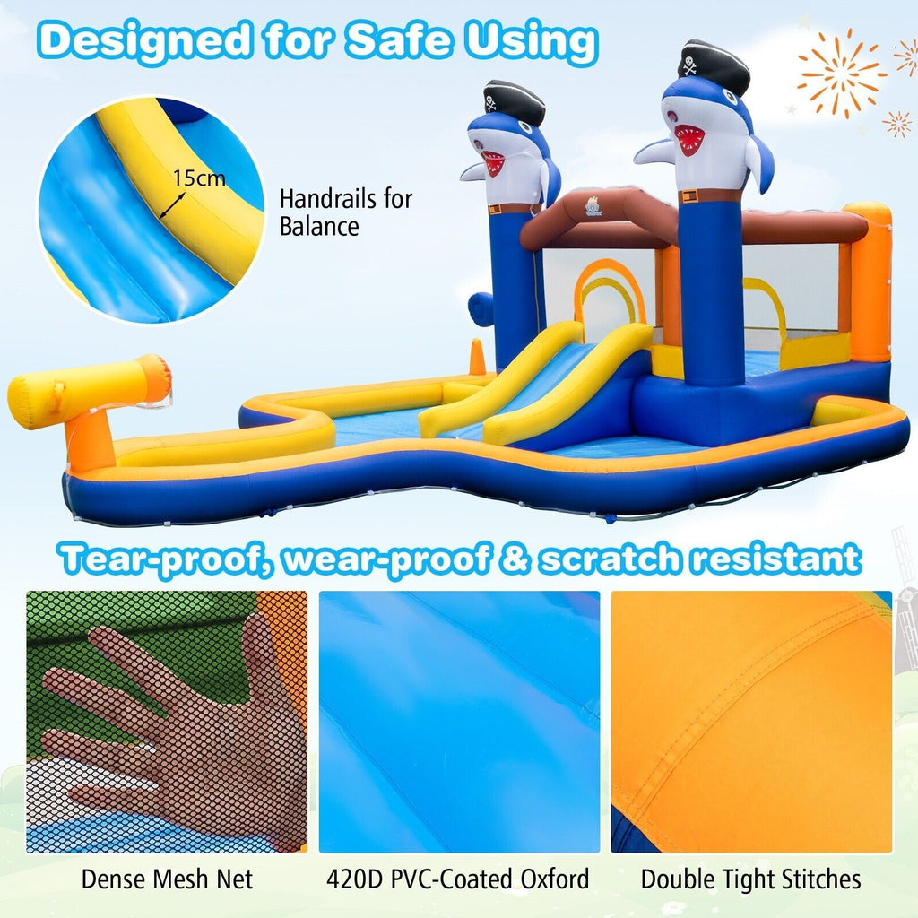 7-In-1 Water Slide Park Inflatable Bounce House Bouncy Castle with Splash Pool