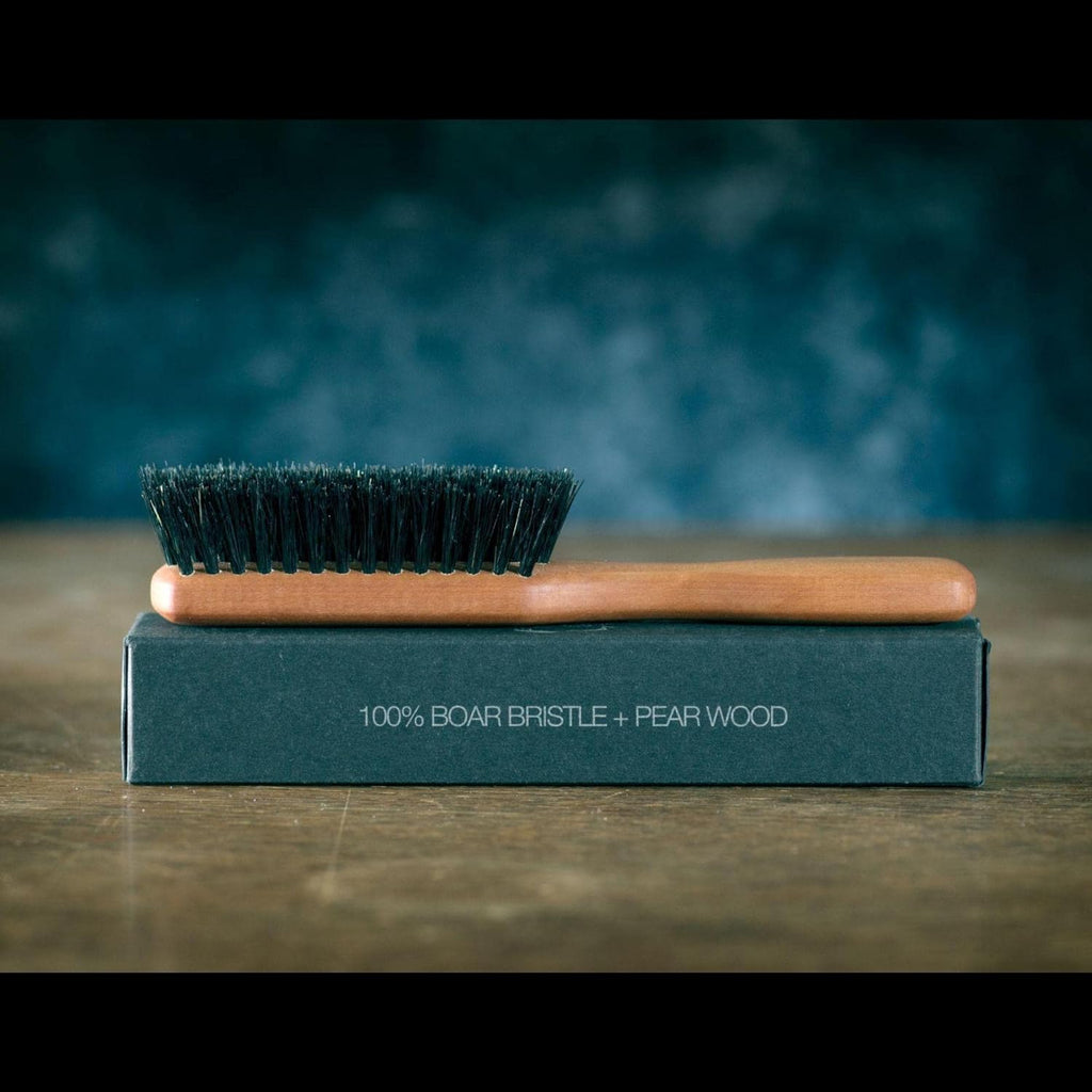 Beard Brush Pure Boar Bristles Natural Firm Hog Hair and Pearwood Works with All Beard Balms and Beard Oils Exfoliates Skin Helps Softening and Conditioning Itchy Beards Great for Travel