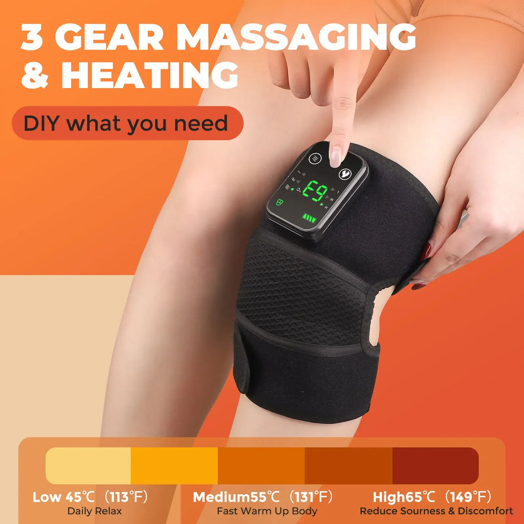 Electric Heated Vibration Physiotherapy Pad - 3-in-1 Massager for Knee, Shoulder, and Elbow Pain Relief with Hot Compress