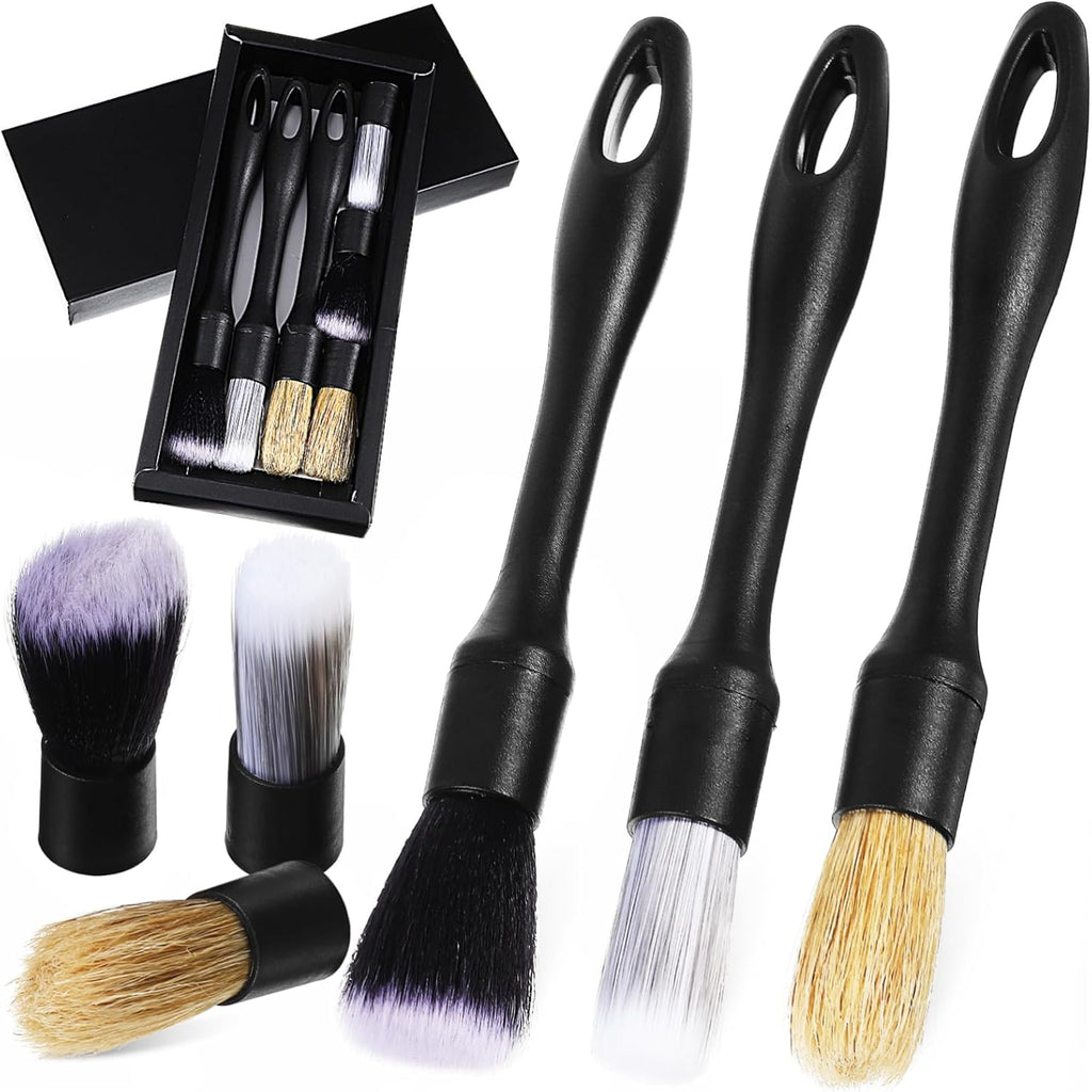 Car Interior Detailing Brush Set with Reusable Heads for Upholstery and Hard-to-Reach Areas