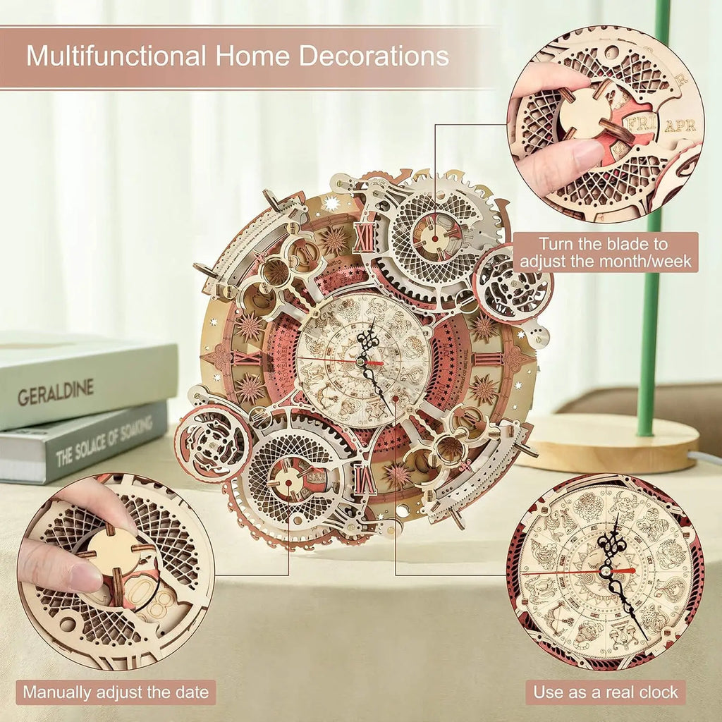 Wall Clock 3D Wooden Puzzle Wooden Set Mechanical Building Kits Wooden Puzzle Game Children Gift Best Christmas Gift