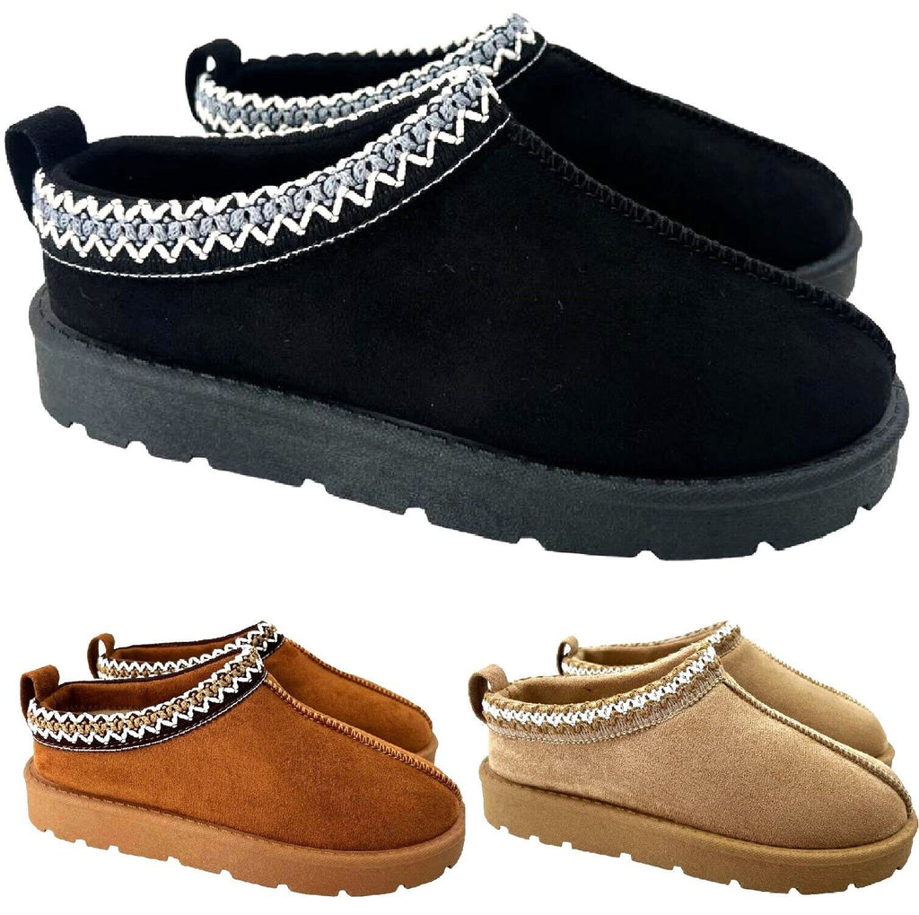Women's Slip-On Slippers with Faux Fur Lining - Warm and Comfortable Footwear