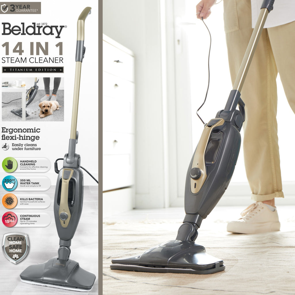 Beldray Titanium 14-In-1 Steam Cleaner & 2-In-1 Vacuum Set Lightweight Compact