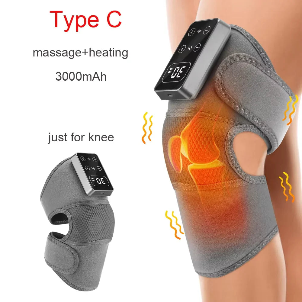 Electric Heated Vibration Physiotherapy Pad - 3-in-1 Massager for Knee, Shoulder, and Elbow Pain Relief with Hot Compress