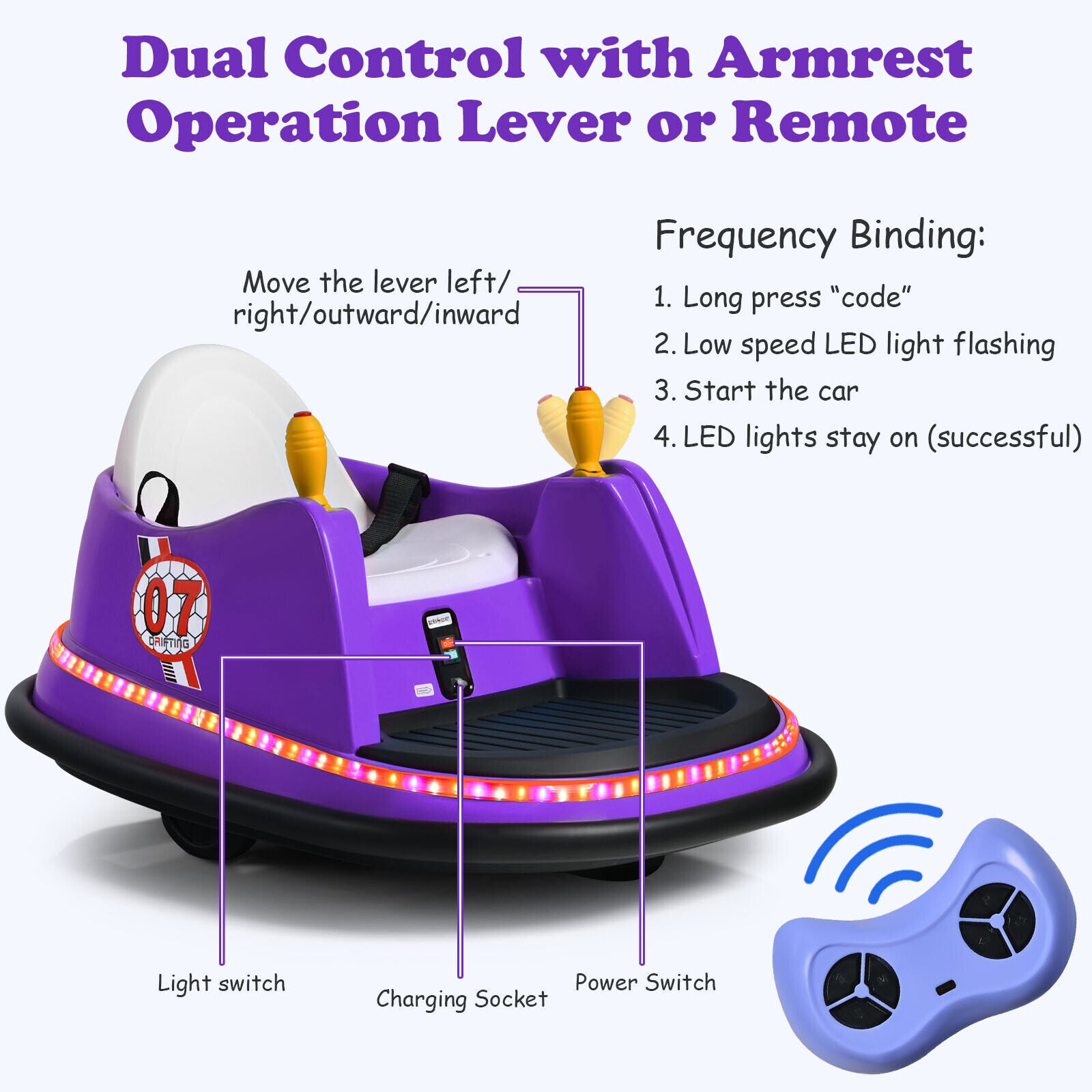 Kids Ride-On Bumper Car Electric Children Swivel Toy Car W/ Music Remote Control