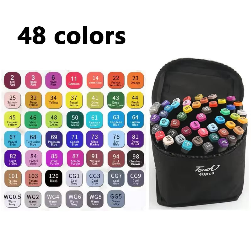 24-80 Colors Double Headed Oily Art Marker Pen Set for Draw Sketching Oily Tip Based Markers Graffiti Manga School Art Supplies